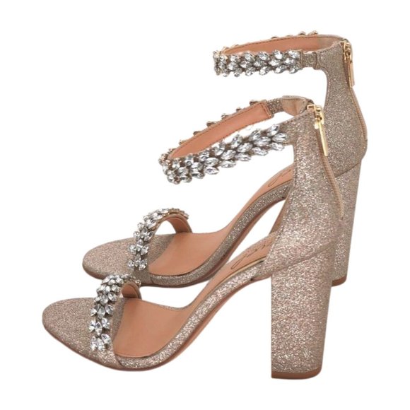Jewel Badgley Mischka Womens Mayra Sandal, Gold Glitter, Size 6 M - Picture 6 of 8